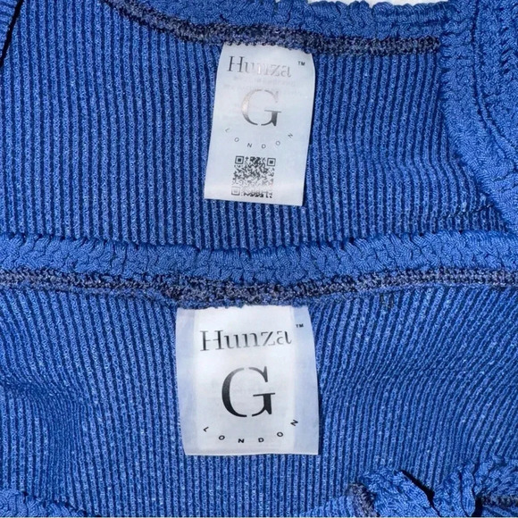 New Hunza G Nancy One-Shoulder Seersucker Bikini Set Navy Blue Rare Crinkle - Picture 3 of 6